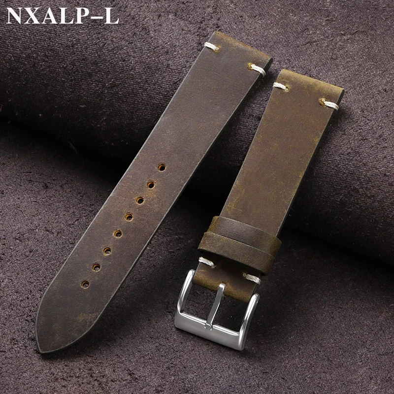 Nylon Nato Strap - 빈티지 오일 왁스 가죽 시계 밴드