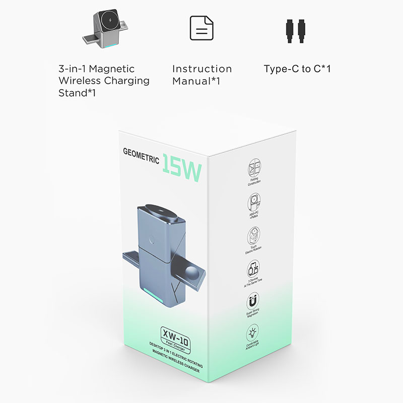 15W 터치 회전식 마그네틱 멀티 기능 3 in 1 무 - Watch Charger Cable 리뷰 및 가격
