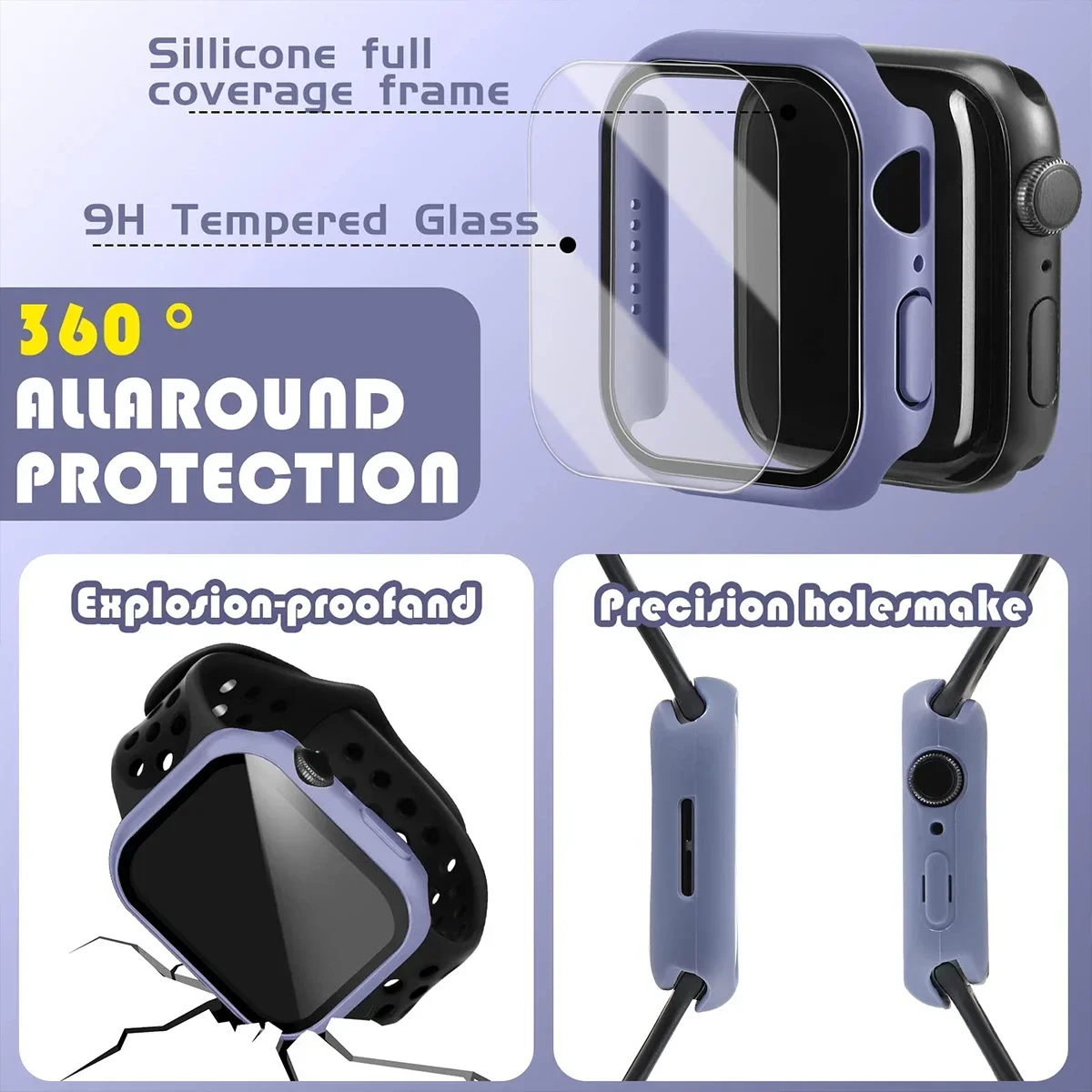 강화 유리 + Apple 시계 케이스 용 커버 45mm - Smartwatch Band Accessories 리뷰 및 가격