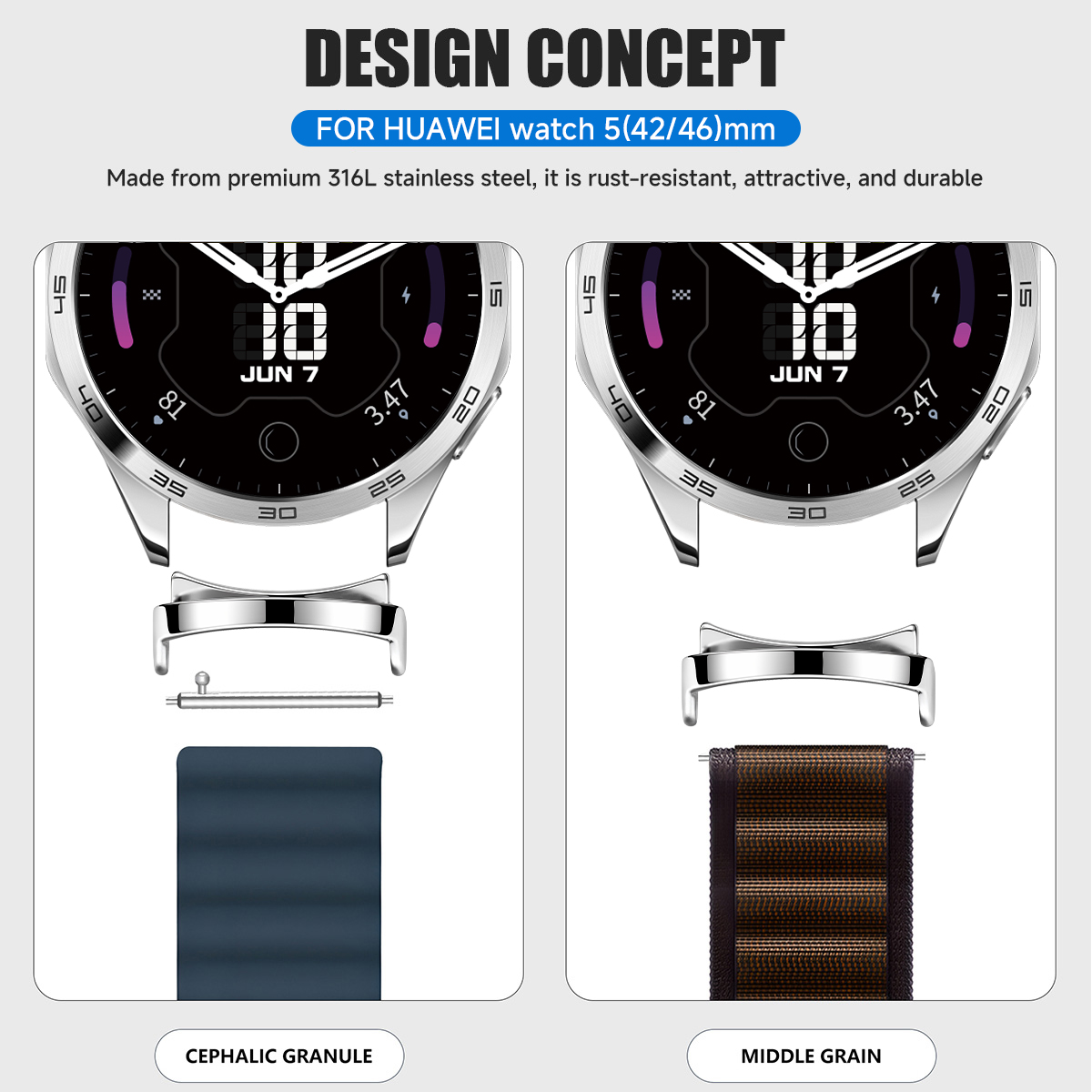 화웨이 시계 5 42mm 스마트워치용 2개 어댑터 화웨 - Smartwatch Band Accessories 리뷰 및 가격